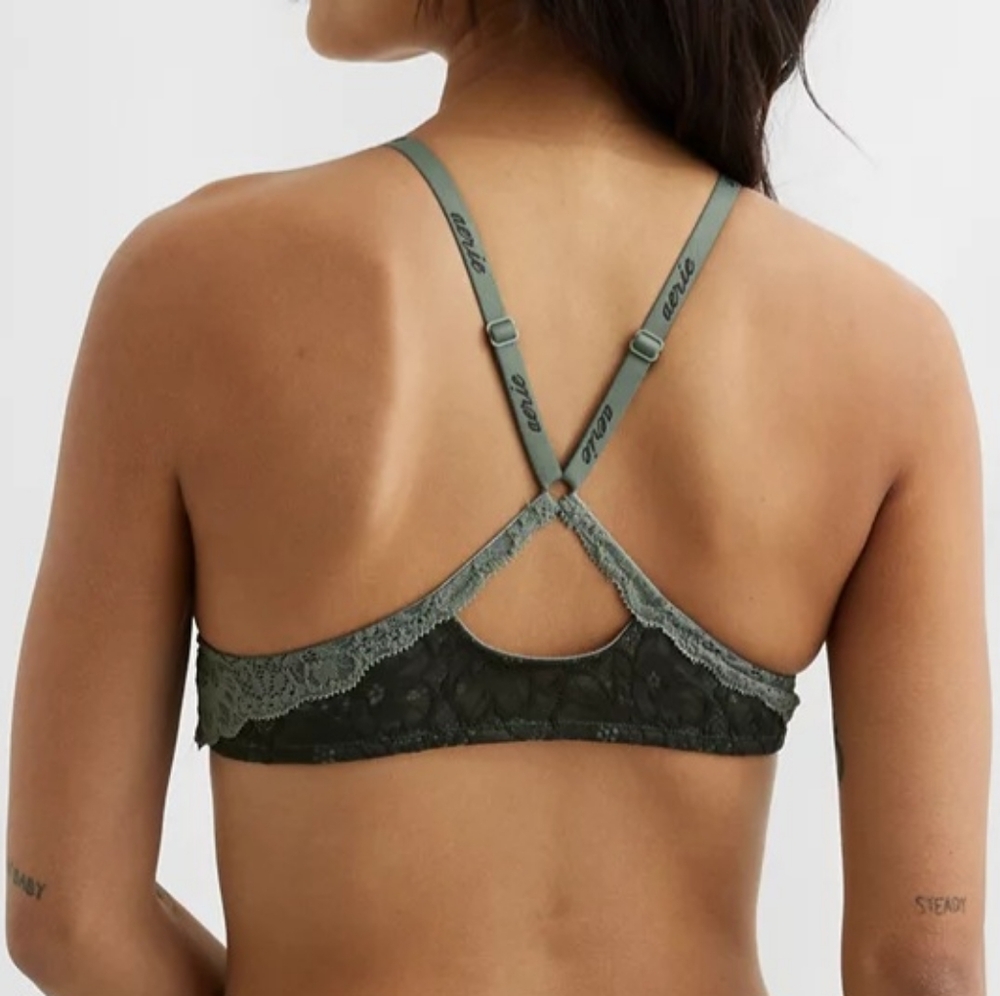 🍸AERIE REAL HAPPY DEMI LIGHTLY LINED LACE BRA SIZE 36C - Picture 1 of 10